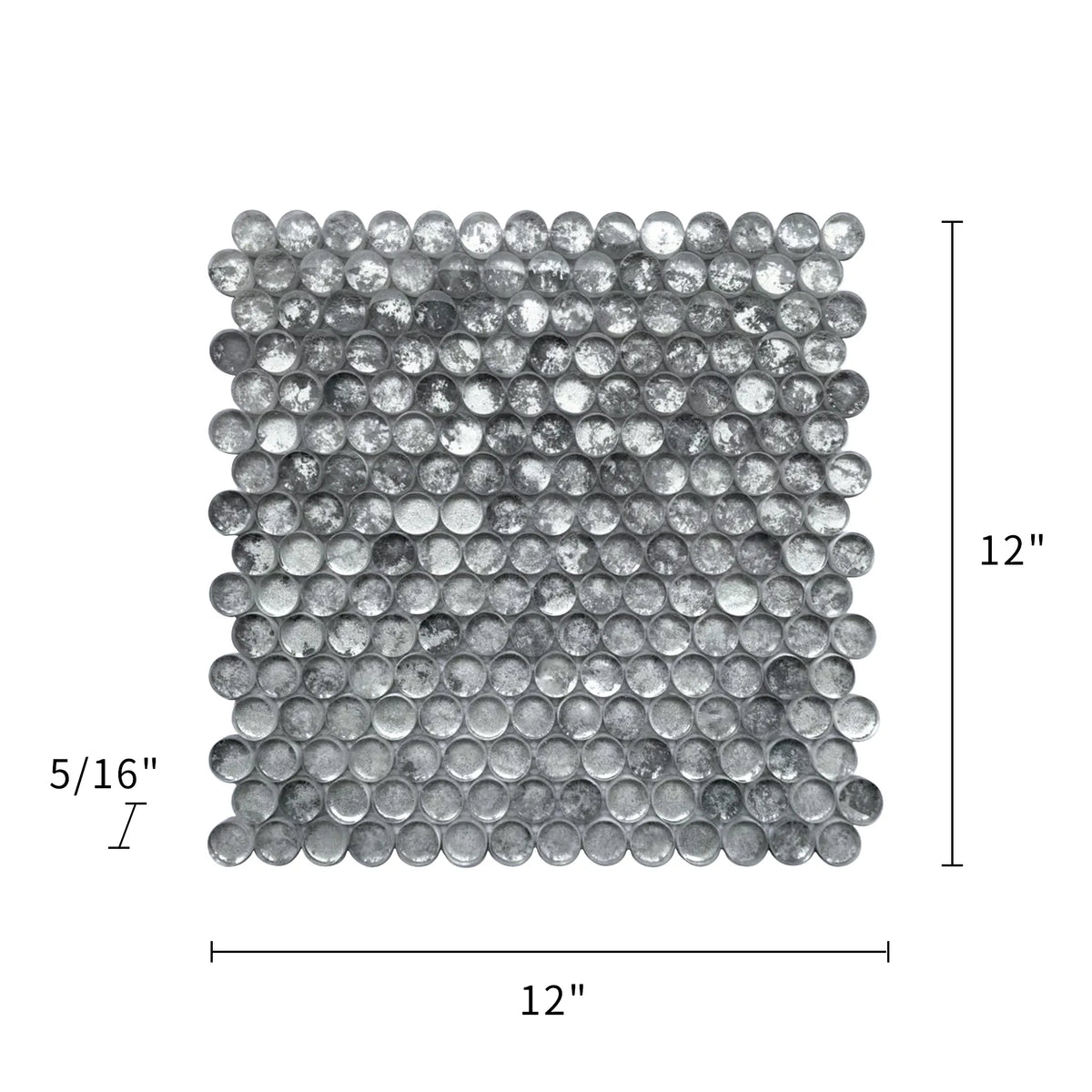 Blue & Gray Textured Penny Round 12-in x 12-in Glass Mosaic Wall Tile ( 10 sq. ft. /Box )