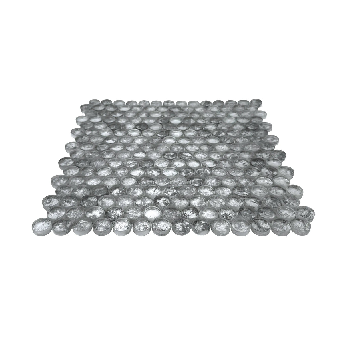 Blue & Gray Textured Penny Round 12-in x 12-in Glass Mosaic Wall Tile ( 10 sq. ft. /Box )