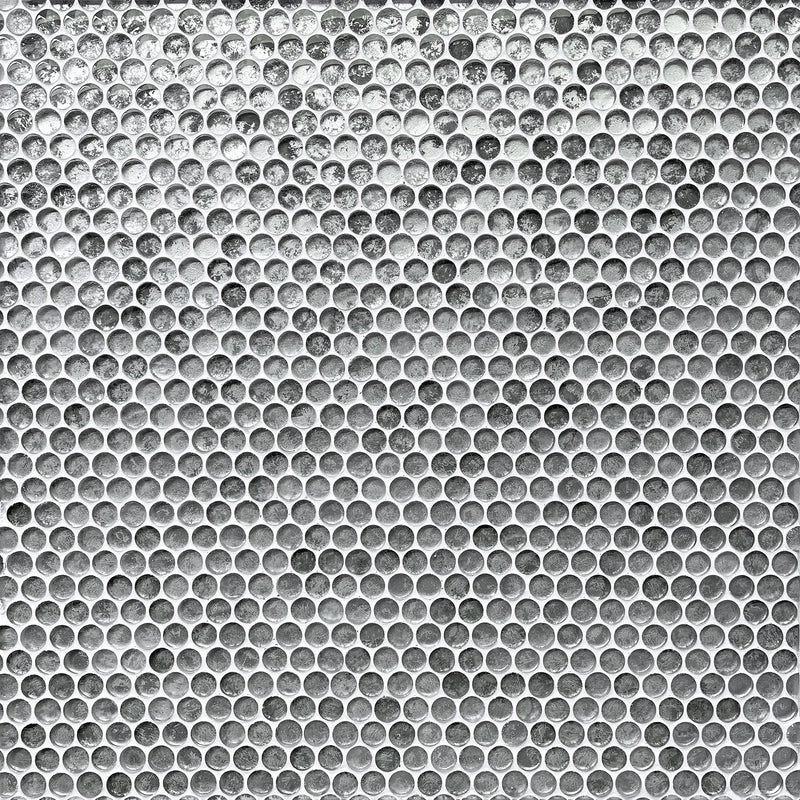 Blue & Gray Textured Penny Round 12-in x 12-in Glass Mosaic Wall Tile ( 10 sq. ft. /Box )