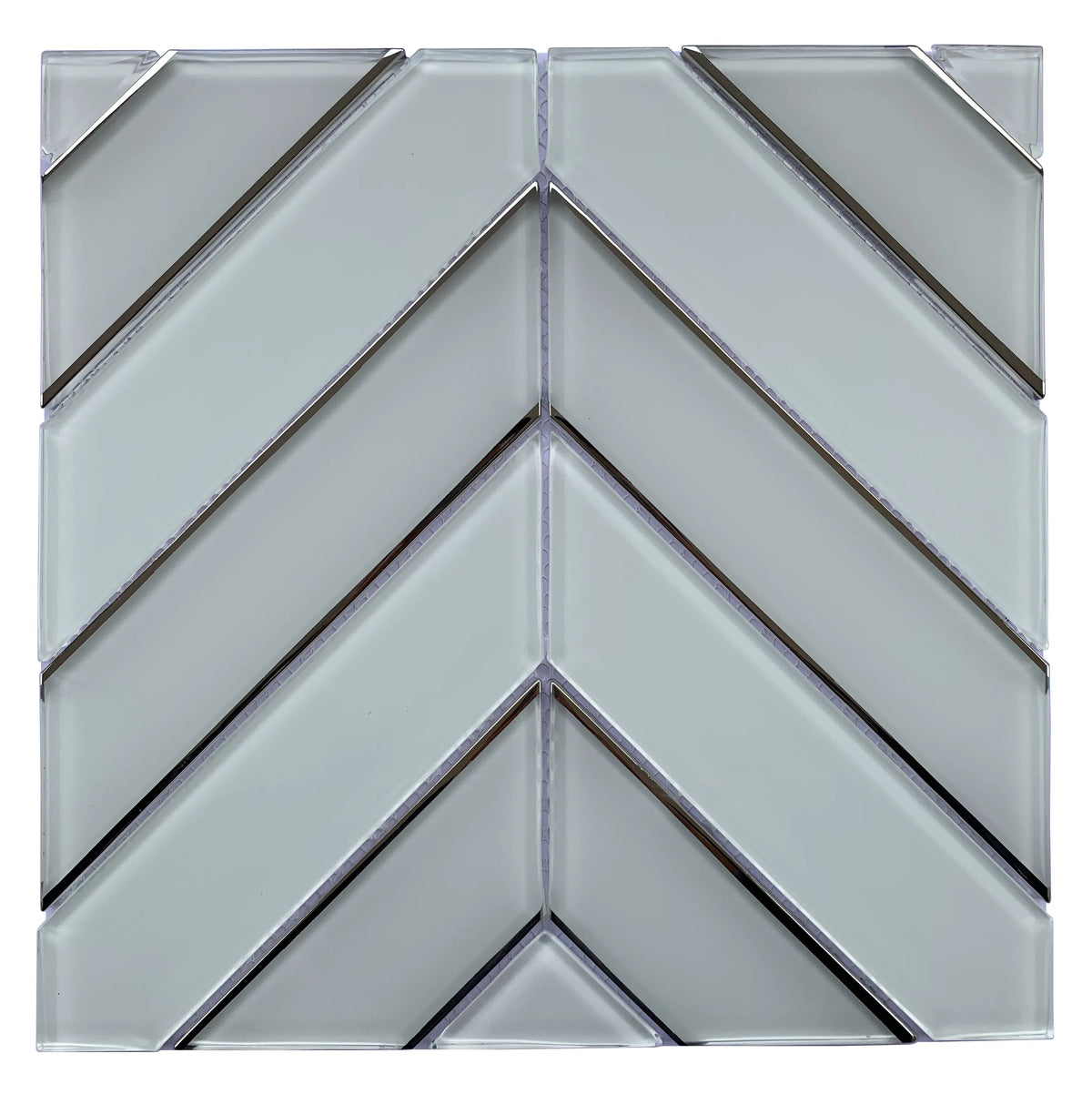 Diamond 12-in x 12-in Pattern Chevron with Metallic Edge Glass Mosaic Wall Tile( 10 sq. ft. /Box )