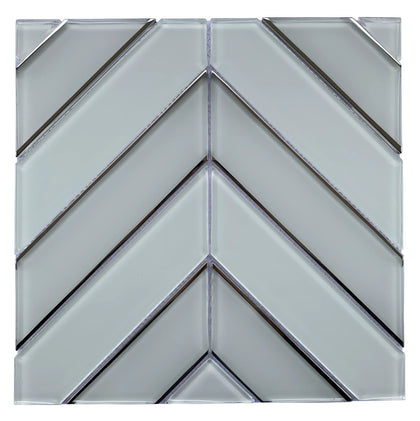 Diamond 12-in x 12-in Pattern Chevron with Metallic Edge Glass Mosaic Wall Tile( 10 sq. ft. /Box )