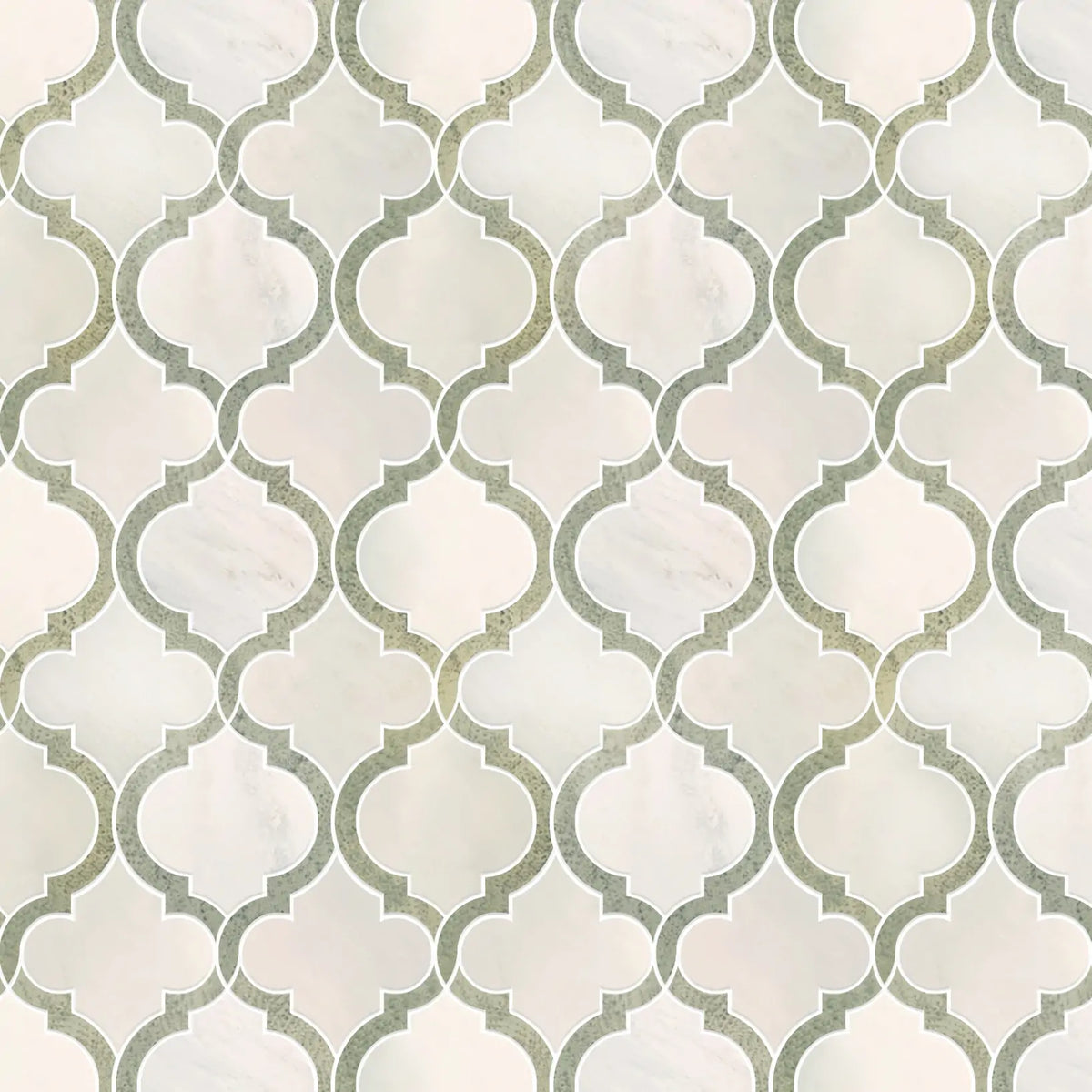 Sample display board of Oriental White and Antique Mirror Lantern Tile – polished marble and mirror combination for showroom visual