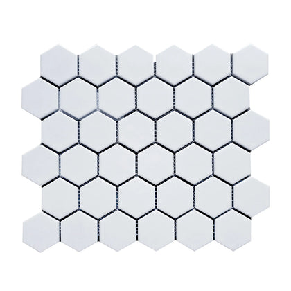 Single 13x11 inch Soft Gray Hexagon Matte Porcelain Mosaic Tile – subtle soft gray 2-inch hexagon pattern.