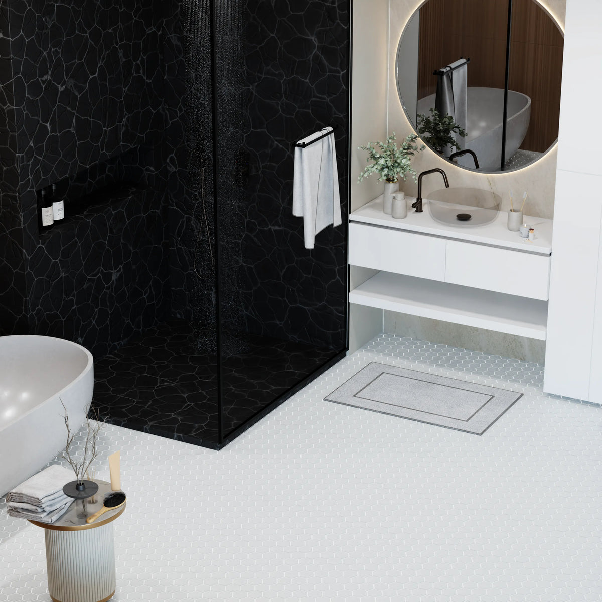 White - 2-in Hexagon 12-in x 12-in Matte Porcelain Mosaic Floor and Wall Tile( 20 sq. ft. /Box )