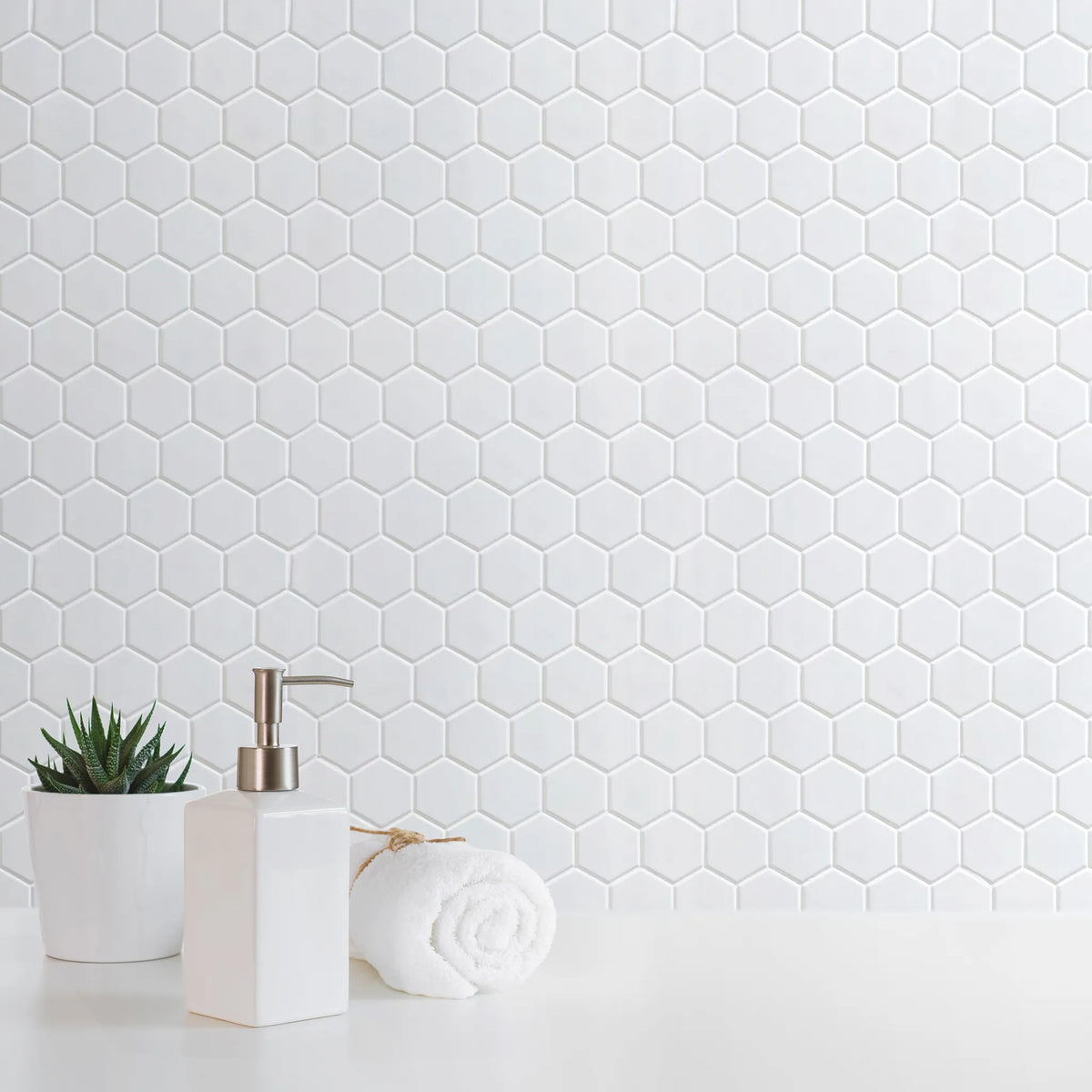 White - 2-in Hexagon 12-in x 12-in Matte Porcelain Mosaic Floor and Wall Tile( 20 sq. ft. /Box )
