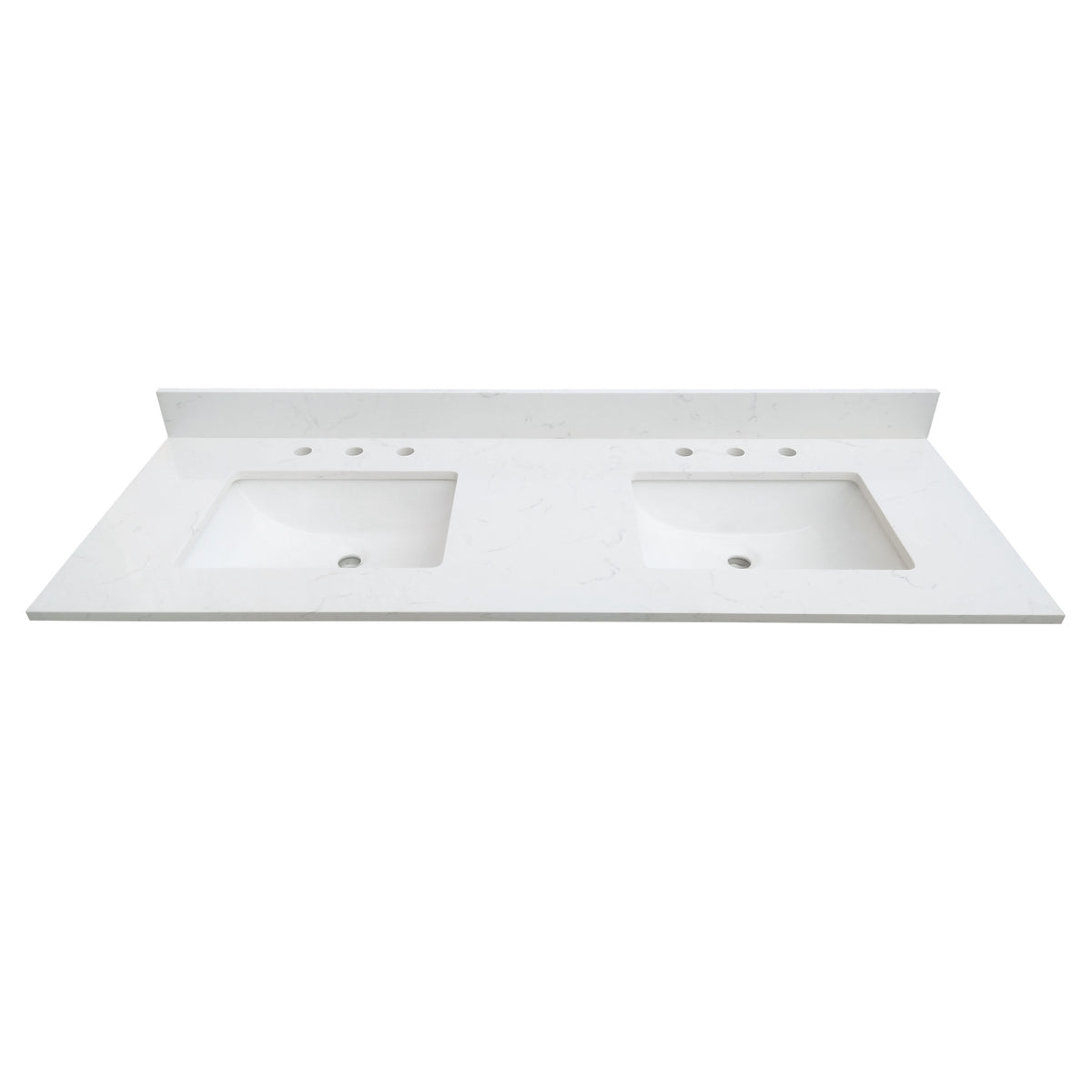 73" Carrara quartz vanity top sink featuring two sinks and a sleek design for modern bathrooms.