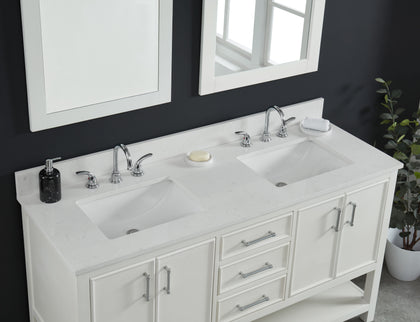 61" Carrara Quartz Vanity Top with Sink