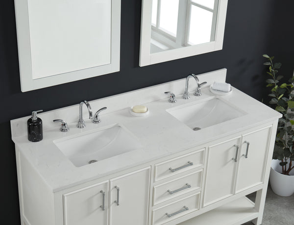 61" Carrara Quartz Vanity Top with Sink