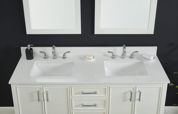 61" Carrara Quartz Vanity Top with Sink