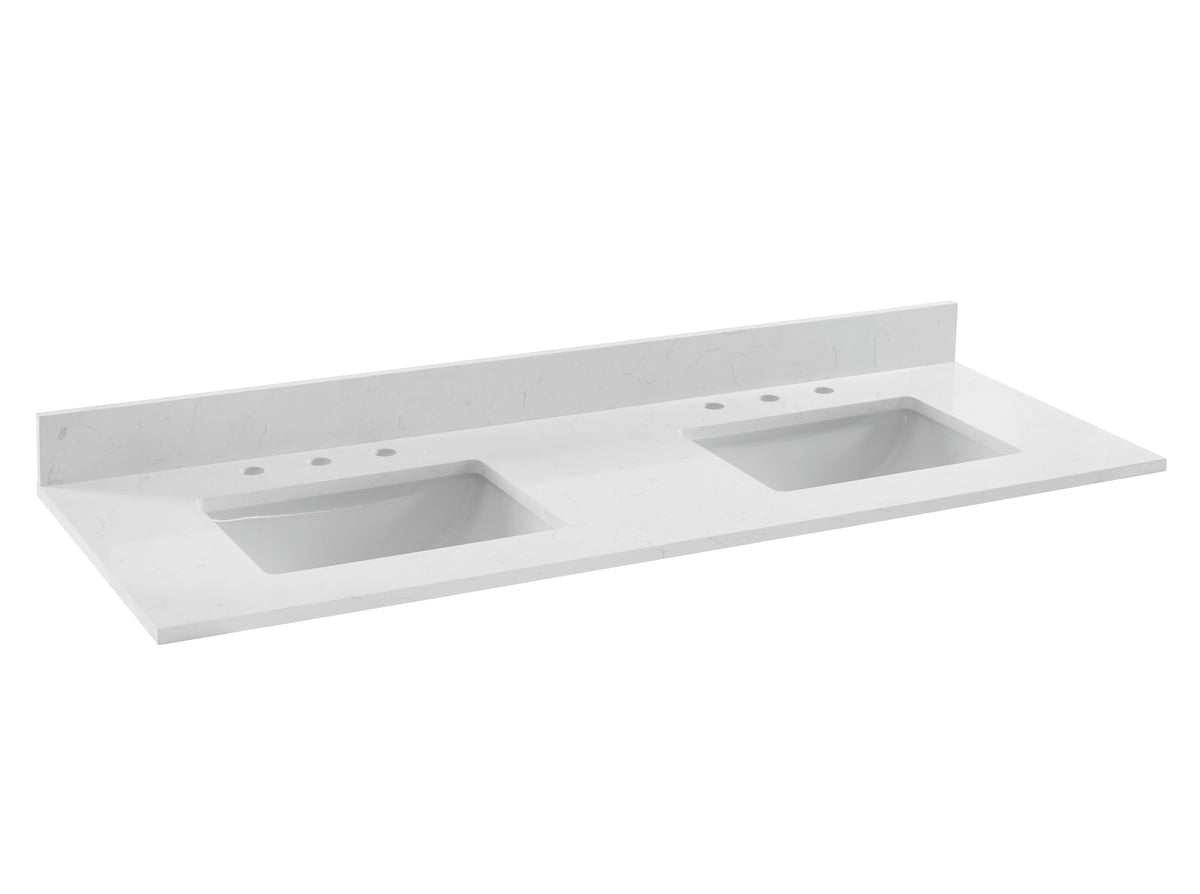 61" Carrara Quartz Vanity Top with Sink