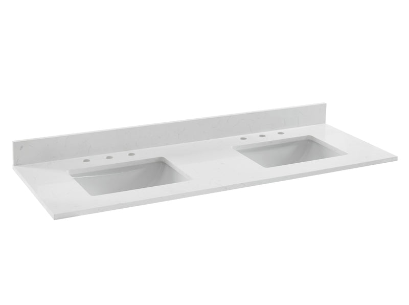 61" Carrara Quartz Vanity Top with Sink
