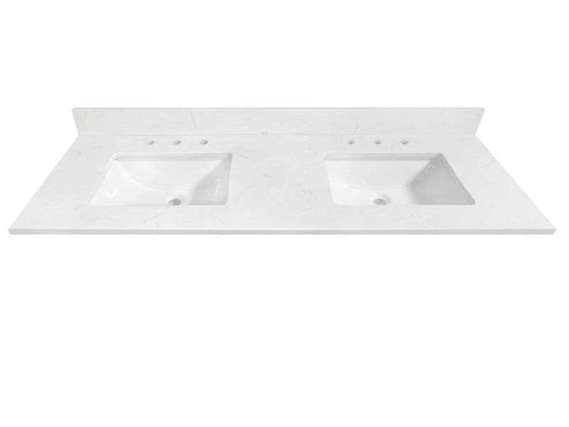 61" Carrara Quartz Vanity Top with Sink