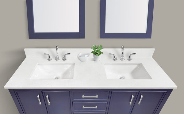 61" Carrara Quartz Vanity Top with Sink