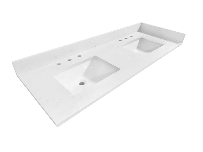 61" Carrara Quartz Vanity Top with Sink