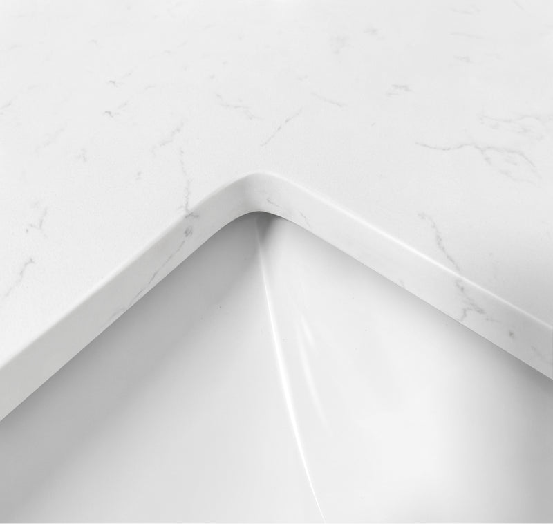 61" Carrara Quartz Vanity Top with Sink
