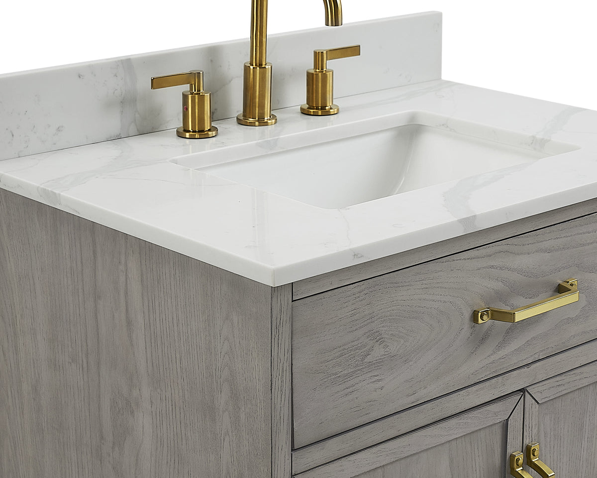Denton 30" Single Vanity With Calacatta Quartz Top