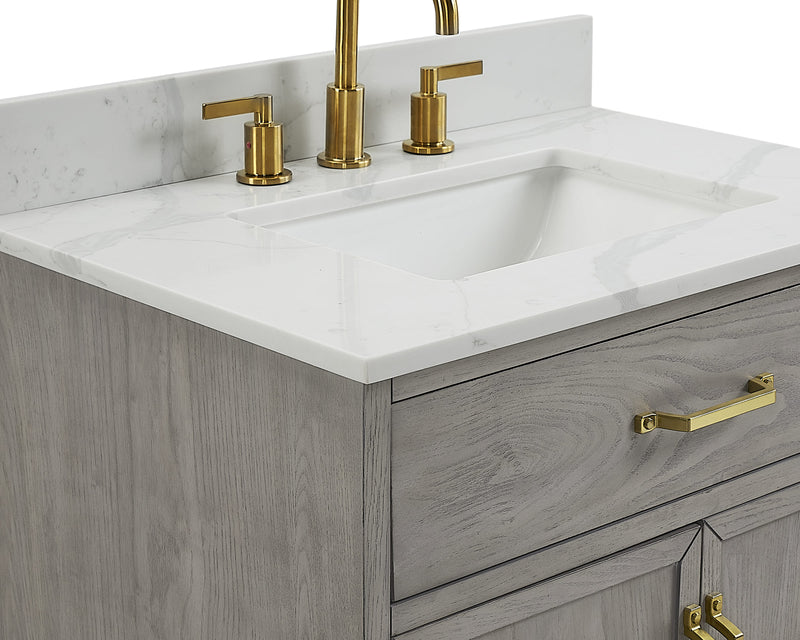 Denton 30" Single Vanity With Calacatta Quartz Top