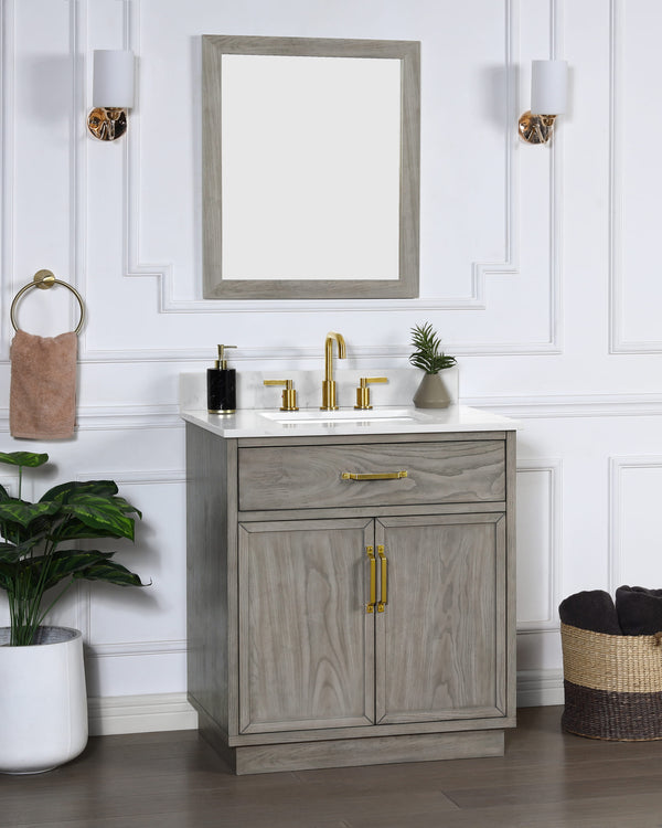 Denton 30" Single Vanity With Calacatta Quartz Top