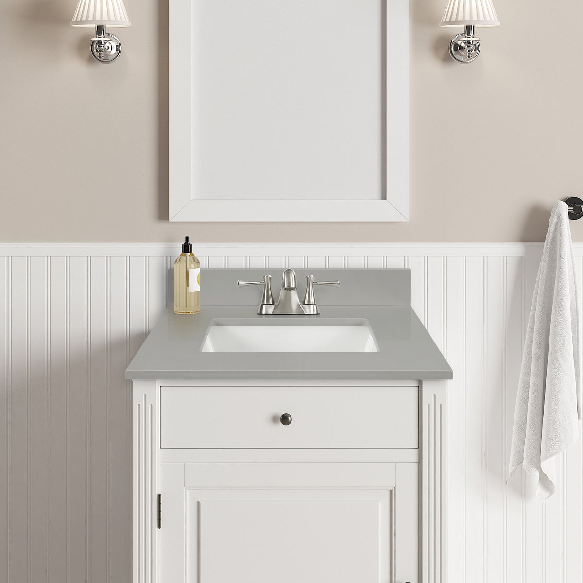 37“ Earth Gray Quartz Vanity Top with Sink