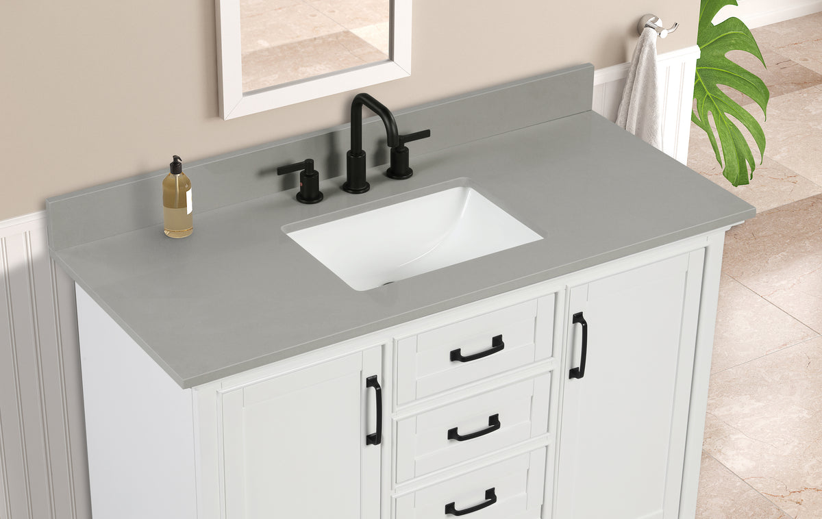 61" Earth Gray Quartz Vanity Top with Sink