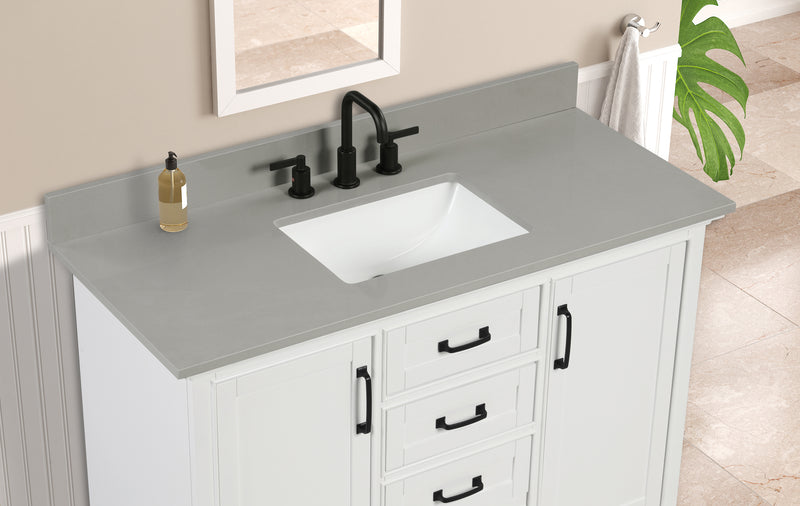 61" Earth Gray Quartz Vanity Top with Sink
