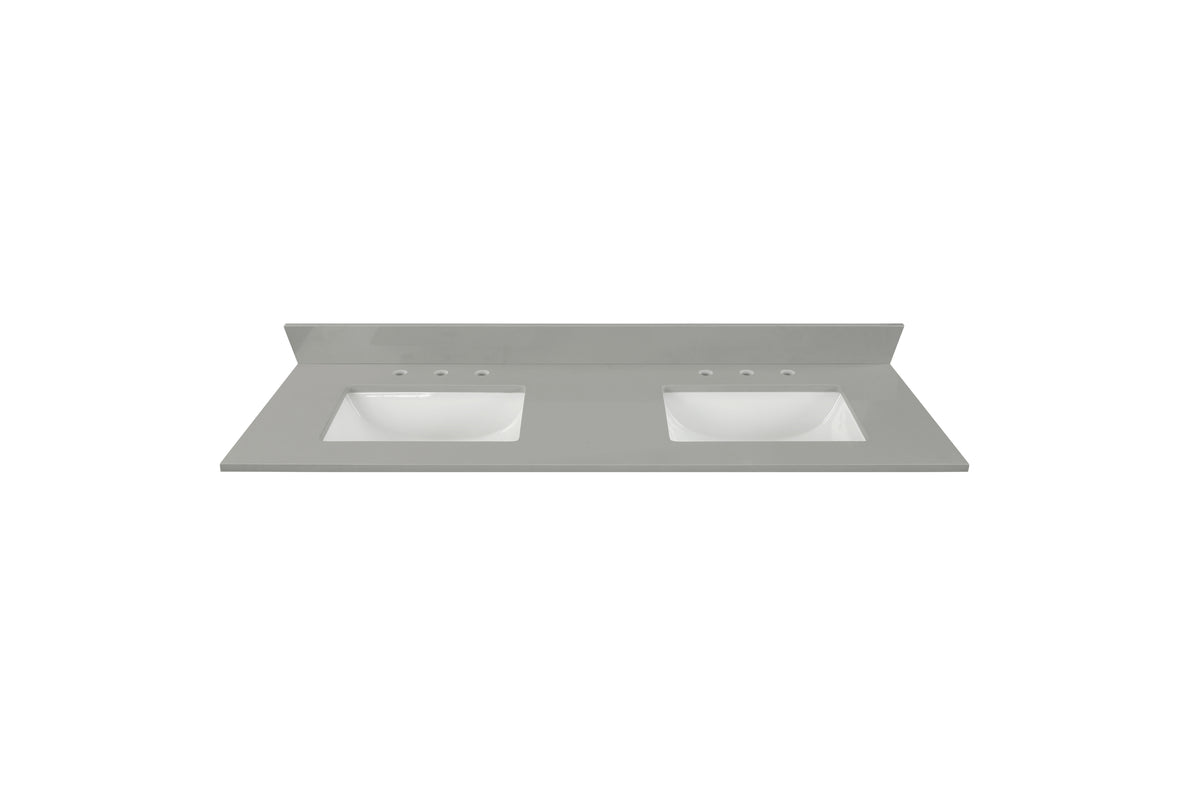 61" Earth Gray Quartz Vanity Top with Sink