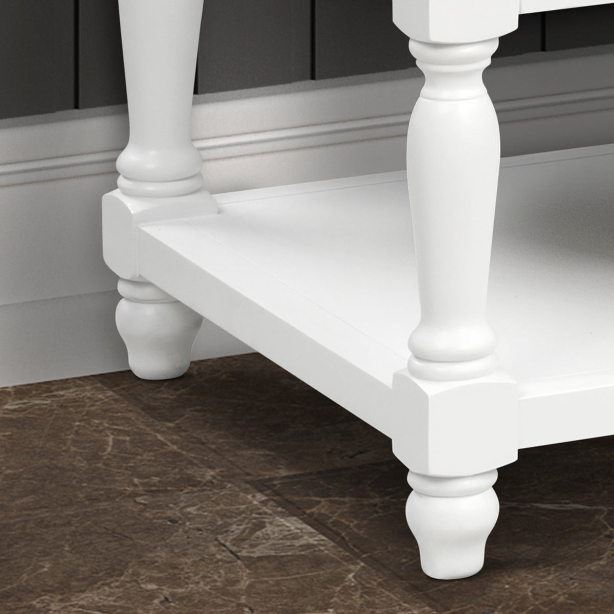 60" Elizabeth Vanity Set with Carrara Marble Top