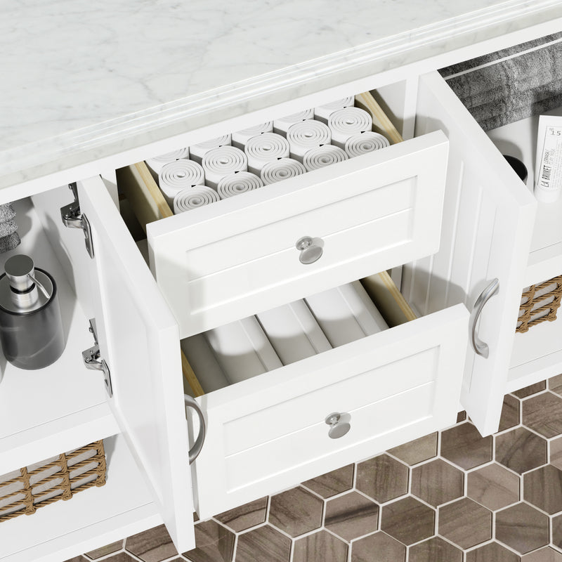 60" Elizabeth Vanity Set with Carrara Marble Top