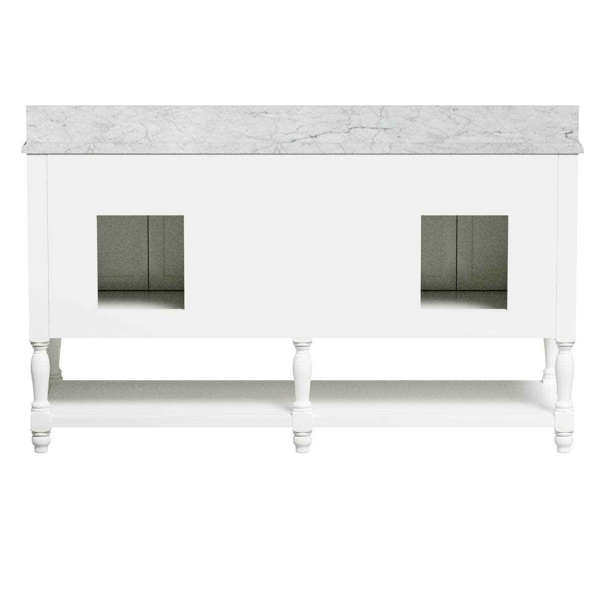 60" Elizabeth Vanity Set with Carrara Marble Top
