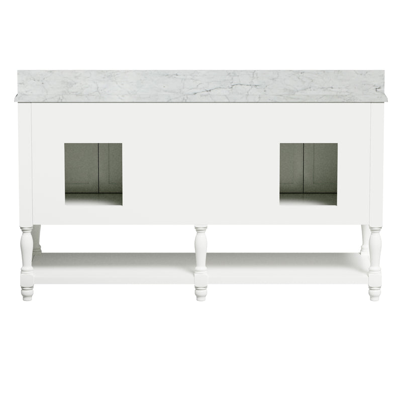 60" Elizabeth Vanity Set with Carrara Marble Top