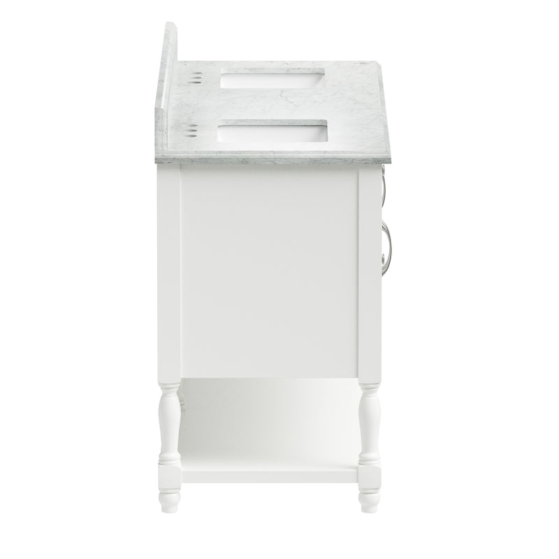 60" Elizabeth Vanity Set with Carrara Marble Top
