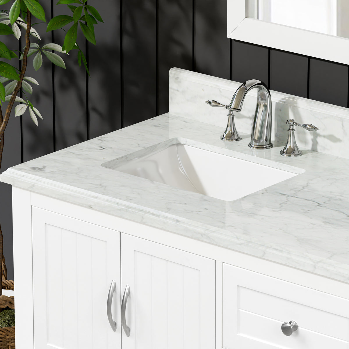 60" Elizabeth Vanity Set with Carrara Marble Top