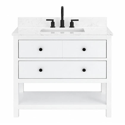 Encino 36" Single Vanity With Carrara White Quartz Stone Top