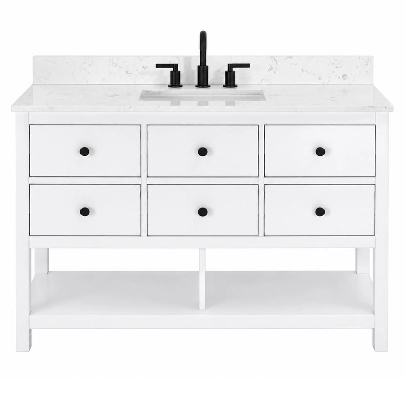 Encino 48" Single Vanity With Carrara White Quartz Stone Top