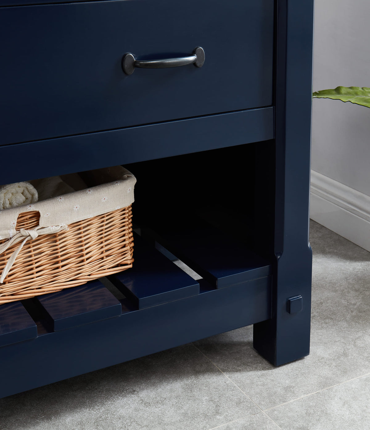 Farmington navy blue 36" Open Shelf Vanity Set with Premium Carrara Marble Top