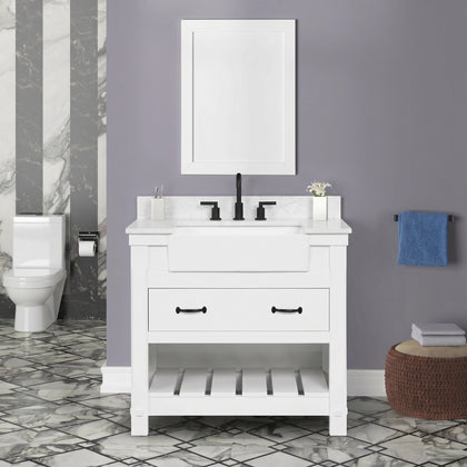 Farmington 36" Vanity Family Set With Carrara Engineered stone top - Dove White