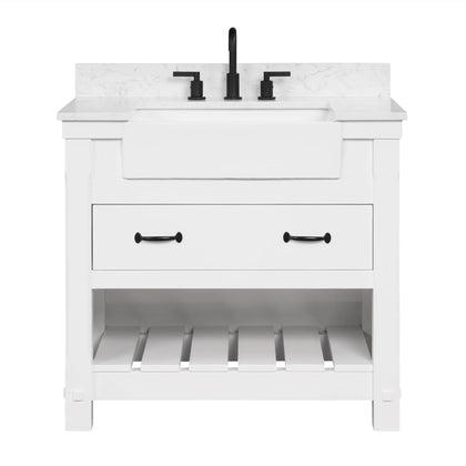 Farmington 36" Vanity Family Set With Carrara Engineered stone top - Dove White