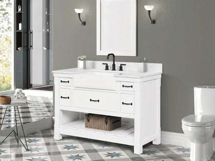 Farmington 48" Vanity Family Set with Carrara Engineered stone top - Dove White