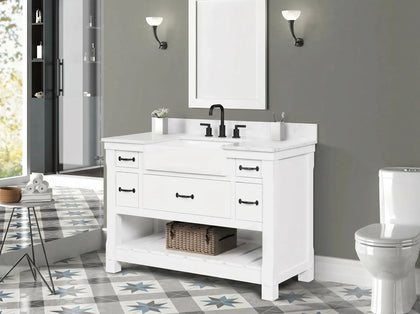 Farmington 48" Vanity Family Set with Carrara Engineered stone top - Dove White