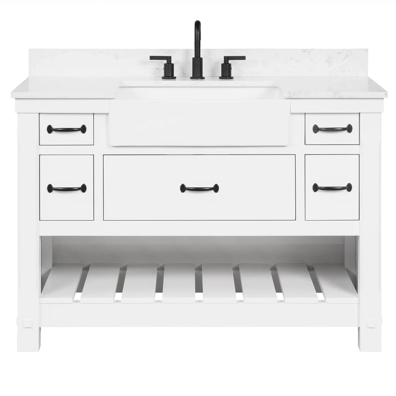 Farmington 48" Vanity Family Set with Carrara Engineered stone top - Dove White