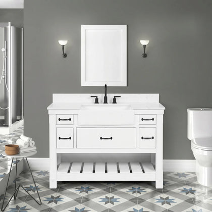 Farmington 48" Vanity Family Set with Carrara Engineered stone top - Dove White