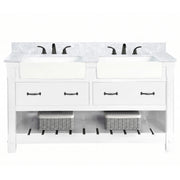 Farmington 60" Open Shelf Vanity Set with Premium Carrara Marble Top