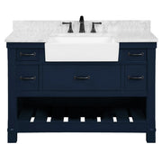 Farmington navy blue 48" Open Shelf Vanity Set with Premium Carrara Marble Top