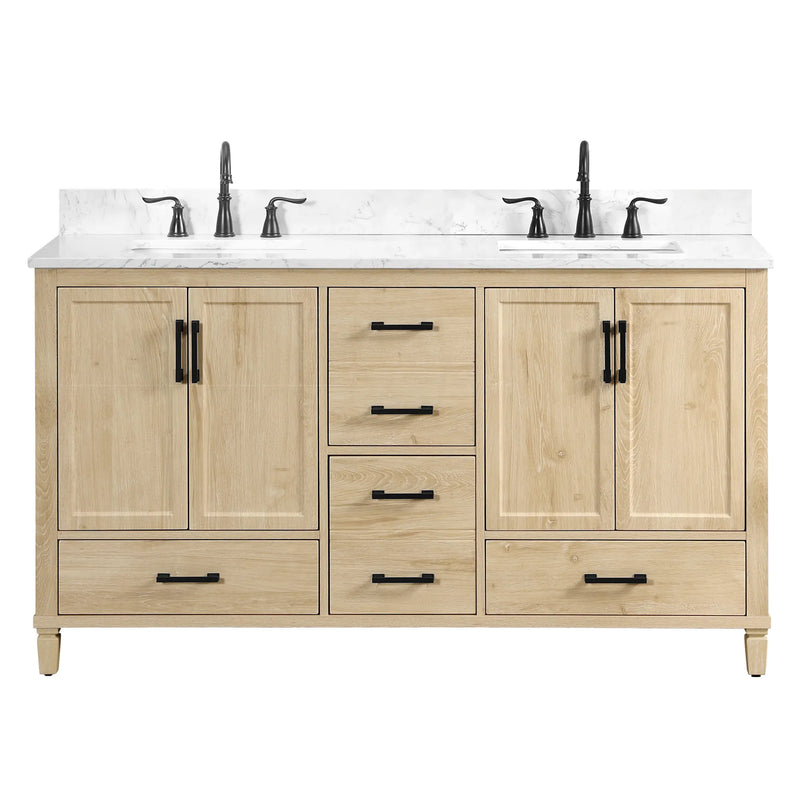 Hardin 60" Vanity Set With Carrara White Engineered Stone Top