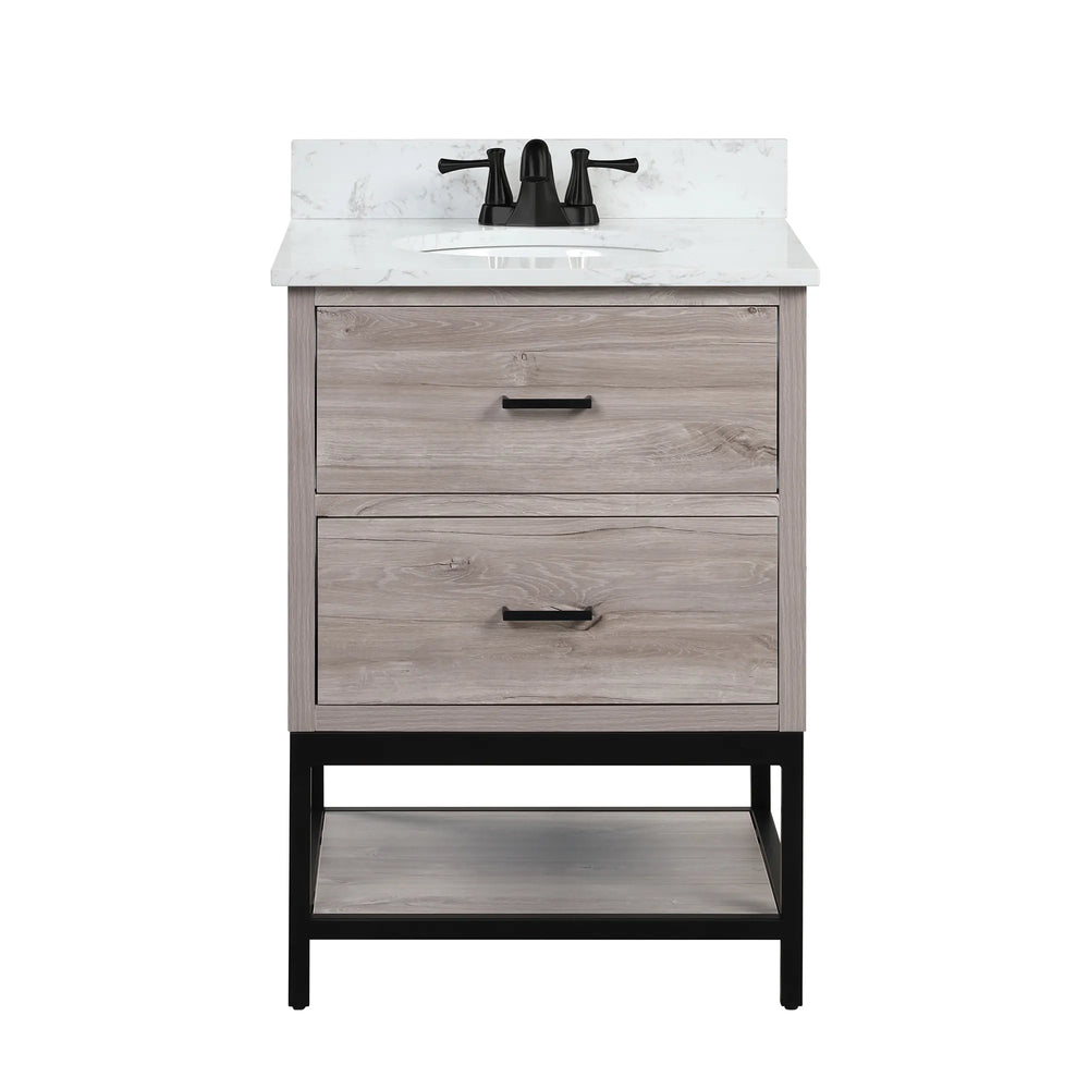Hartley 24" Single Vanity With Carrara White Quartz Stone Top