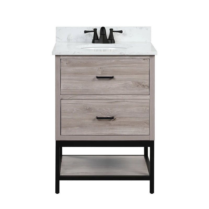 Hartley 24" Single Vanity With Carrara White Quartz Stone Top