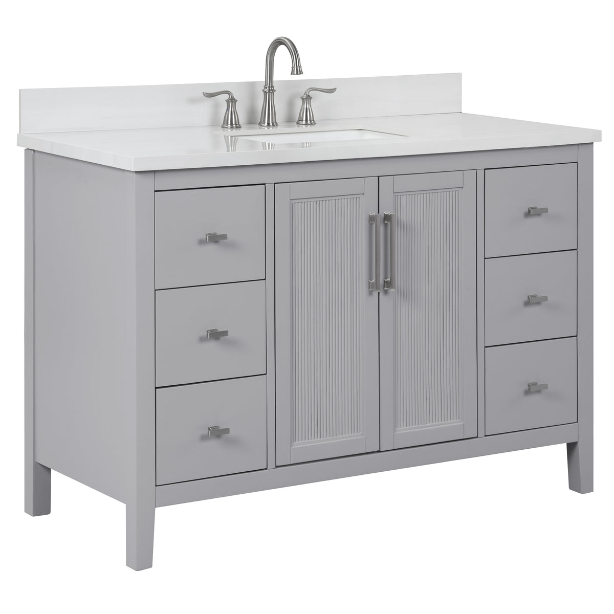Hollister 48" Single Vanity with Sintered Stone Carrara Top