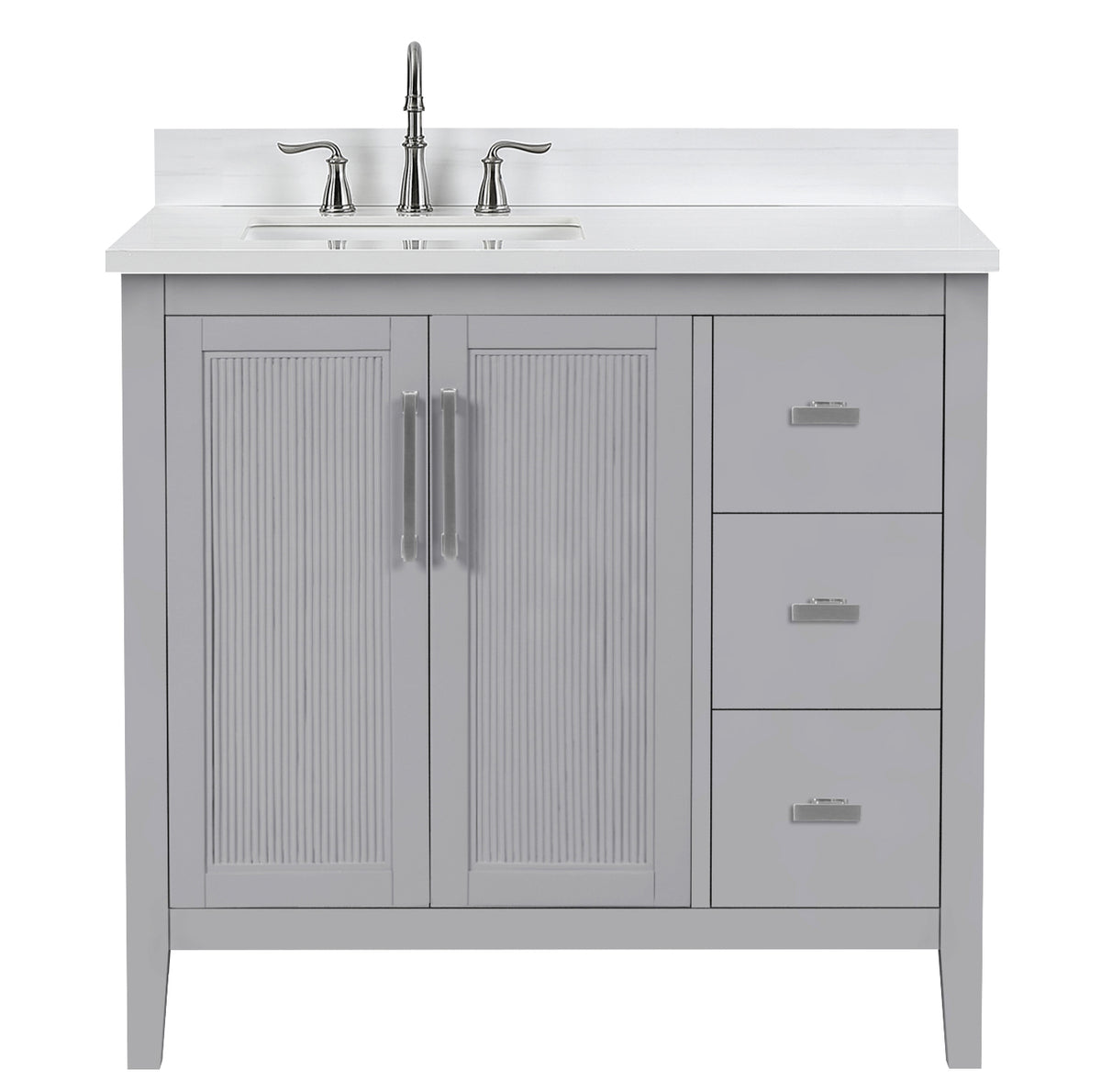 Hollister 36" Single Vanity with Sintered Stone Carrara Top