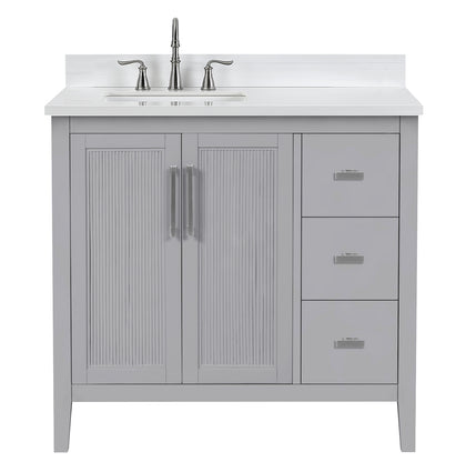 Hollister 36" Single Vanity with Sintered Stone Carrara Top