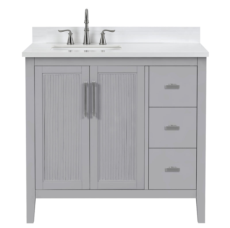 Hollister 36" Single Vanity with Sintered Stone Carrara Top